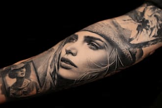 draw custom tattoo design realistic, full sleeve tattoo