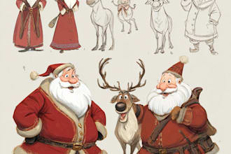 freehand cartoon style christmas character