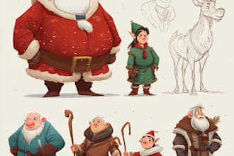 illustrate christmas card, christmas character