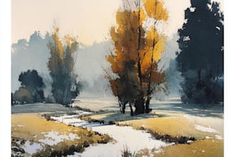 design watercolor landscape illustration