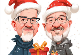 make family christmas caricatures, family holiday caricature