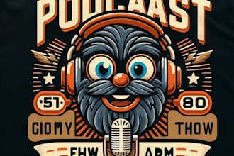 design high quality podcast mascot logo with t shirt design