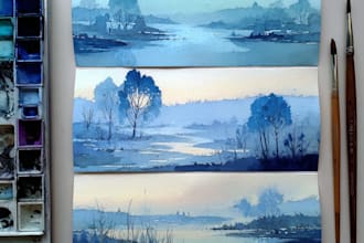draw watercolor drawings of landscape designs or home gardens