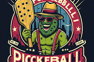 design high quality pickle ball mascot logo with t shirt design