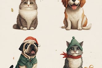 make a christmas pet portrait or illustration