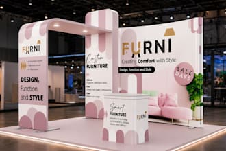 design a high end exhibition booth, trade show stand or 3d stall design