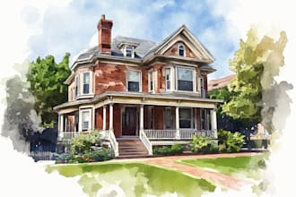 illustrate watercolor portrait illustration