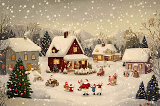 illustrate christmas story book illustration, magical