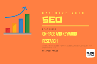 do a optimized on page and off page SEO website audit keyword research etc