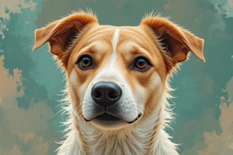 draw artistic pet portrait in digital art style illustration