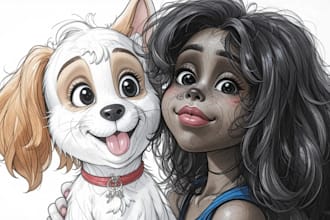 draw disney pets portrait illustration in disney style