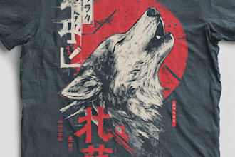create a custom japanese t shirt illustration