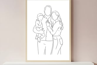 do minimalist custom vector art feminine illustration floral hand drawn line art