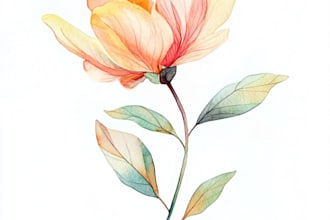 draw a botanical watercolor illustration, floral drawing