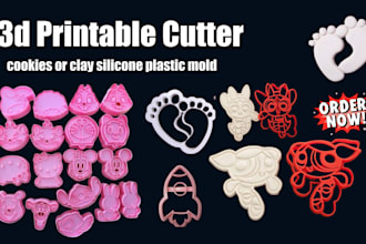 design 3d printable cutter suitable for cookies or clay silicone plastic mold
