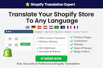 translate shopify store to arabic, german spanish
