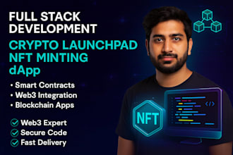develop full stack software, launchpad, nft minting site, smart contract or dapp