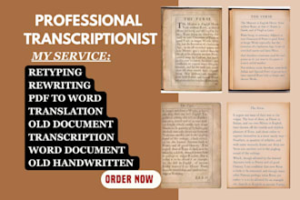 transcribe old hard to read text, PDF, scanned document into editable ms word