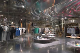 craft 3d clothing store interior, shopping mall design,shopfront render,showroom
