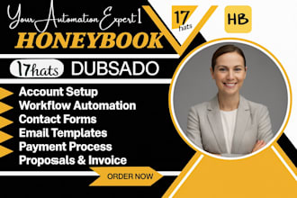 setup, fix honeybook CRM dubsado and 17hats workflow and honeybook automation