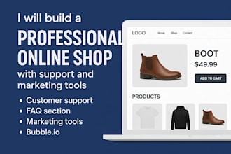 build a professional bubble io online store with support and marketing tools