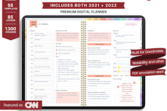 create aesthetic digital planners journals notebooks hyperlinked planner tracker