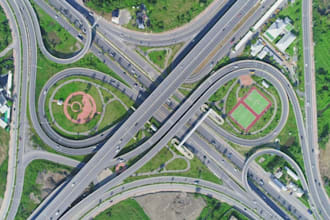 revitalize 3d urban planning, aerial view road, render road track, cgi cityscape