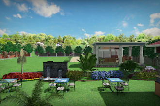 design your 2d plan, 3d garden, backyard, realistic landscape