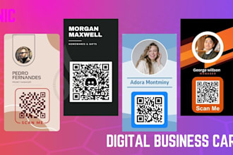 create a modern digital business card with qr cord