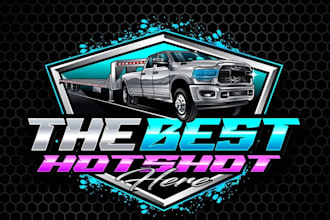 design trucking transport logistics auto delivery and towing truck logo