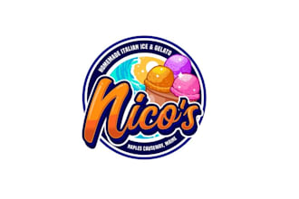 design fun italian ice waterfront maine logo