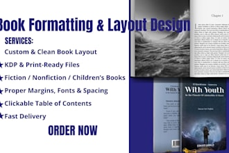 do book formatting, layout design, and typesetting for print or ebook