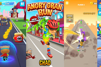 build 3d gangster, city, superhero and endless runner game like subway surfers