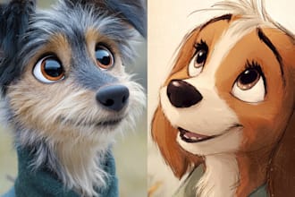 pet portrait into cute disney style