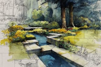 make watercolor landscape design