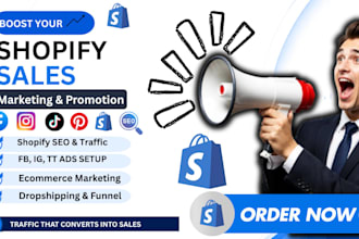 boost shopify store sales via shopify marketing, shopify promotion and store SEO