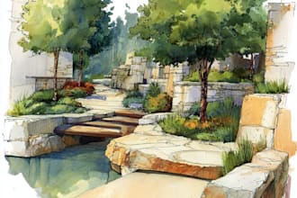 make watercolor landscape design