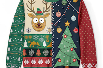 do unique ugly christmas sweater and sweatshirt design in 24 hours
