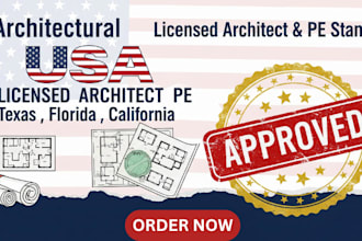 review, licensed architectural pe stamp for texas, florida, california permit