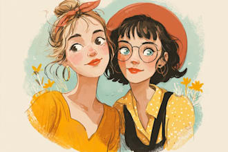 do a friendship portrait and portrait illustration