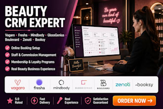 setup beauty CRM vagaro fresha mindbody glossgenius booksy zenoti boulevard CRM