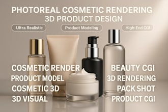 create photoreal cosmetic product rendering, 3d modeling and visualization