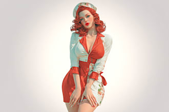 pin up girl and pin up girl illustration