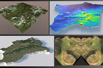 create stylized 3d environments, 3d terrains and landscape models, 3d relief map