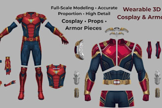 do 3d cosplay creation 3d mask design 3d cosplay model 3d wearable cosplay armor