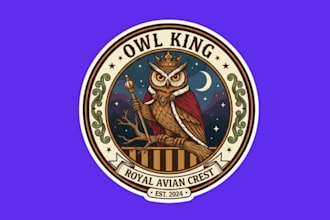do owl king mascot logo design with company