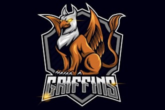create wonderful griffin king mascot logo design with unlimited review