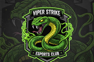 make snake mascot logo design with company