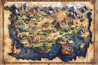 design a unique vector map, realistic or fantasy