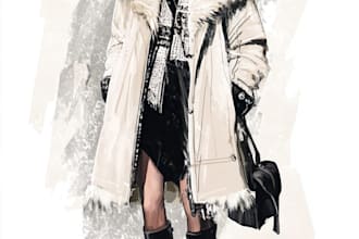 draw a fashion illustration or sketch of a figure in clothes